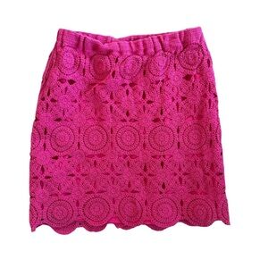 Caroline Constas Pink Crochet Skirt